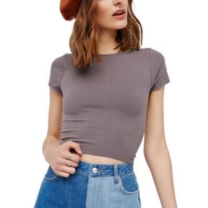 free people seamless cap sleeve baby tee / top - M/L